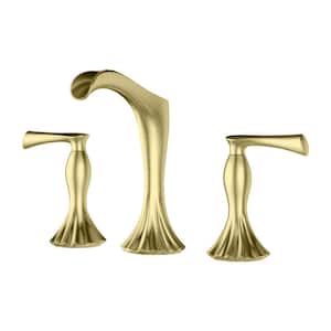 Rhen 8 in. Widespread 2-Handle Trough Bathroom Faucet in Brushed Gold