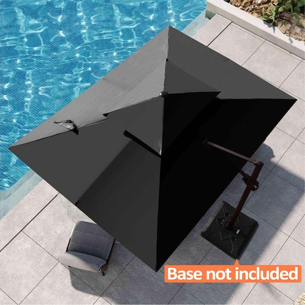 Pellebant Double Top 12 ft. x 9 ft. Rectangular Aluminum Heavy-Duty 360° Rotation Cantilever Patio Umbrella in Black