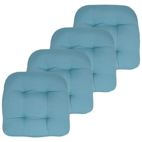 19 in. x 19 in. x 5 in. Solid Tufted Indoor/Outdoor Chair Cushion U-Shaped in Teal (4-Pack)