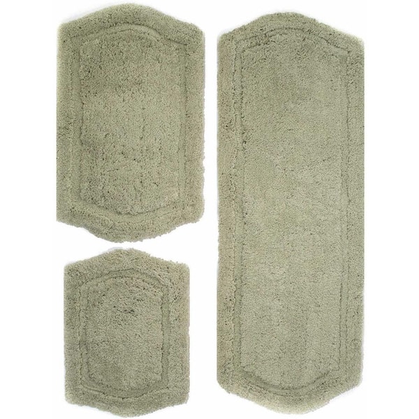 Chesapeake Merchandising Memory Foam Sage 22 in. x 60 in., 21 in. x 34 in. and 17 in. x 24 in. 3-Piece Paradise Bath Rug Set