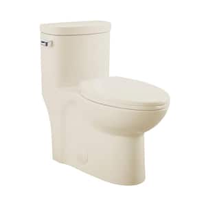 Sublime 1-piece 1.28 GPF Left Side Single Flush Handle Elongated Toilet in Bisque with Seat Included