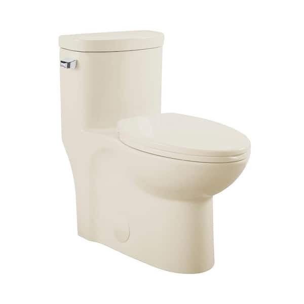 Swiss Madison Sublime 1-piece 1.28 GPF Left Side Single Flush Handle Elongated Toilet in Bisque with Seat Included