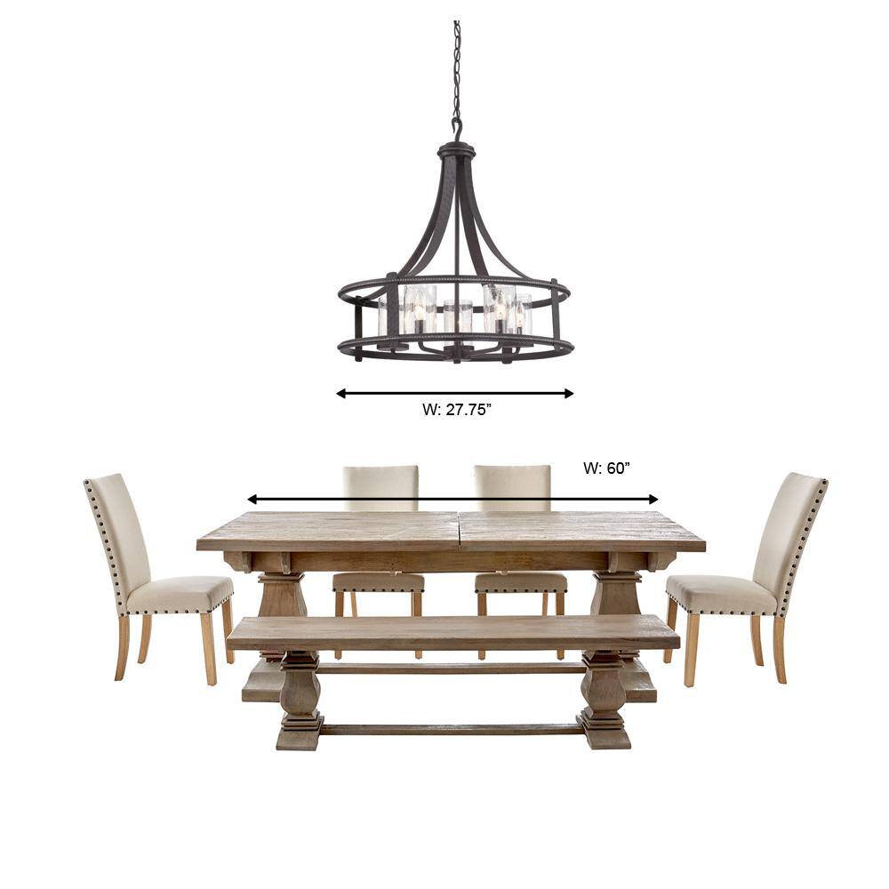 Traditional Black Drum 24" Plug-in Chandelier with Clear Seedy Glass