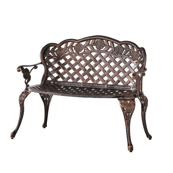 Noble House Lucia 42 in. Copper Aluminum Outdoor Patio Bench