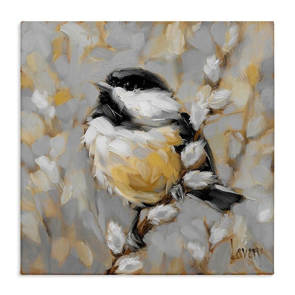 Bird Perched Willow Wildlife by Andrea Lavery 1 Piece Unframed Animal Graphic Art Print 24 in. x 24 in.