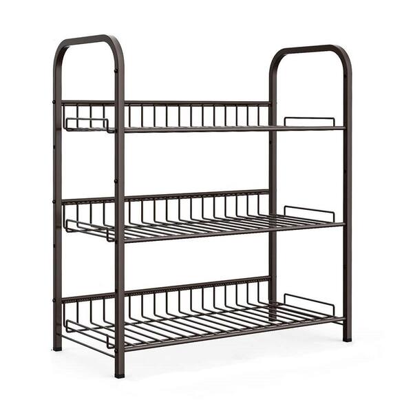AULEDIO 3-Tier Bronze Metal Freestanding Spice Rack Organizer for Kitchen Counter-top