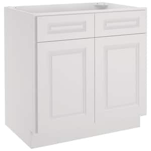 33-in W X 24-in D X 34.5-in H in Raised Panel Dove Plywood Ready to Assemble Floor Base Kitchen Cabinet with 2 Drawers