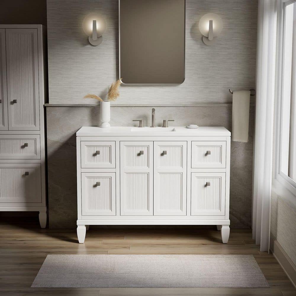 Vanilla　1025 KOHLER Hearthaven 49 in. Single Sink Freestanding White Bath