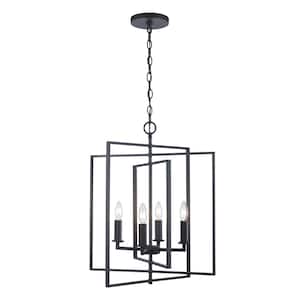 El Capitan 20 in. 4-Light Oil Rubbed Bronze Pendant Light Fixture with Caged Metal Shade
