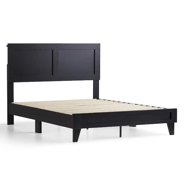 Brookside Lily Black California King Double Framed Wood Platform Bed With Headboard Bs0003lbdckbk The Home Depot Double Framed Wood Platform Bed, Black California King Platform Bed