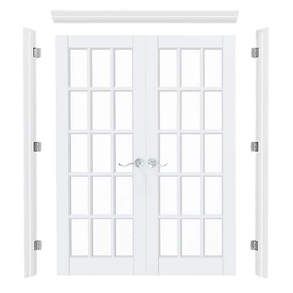 TENONER 64 in. x 80 in. 15 Lite Clear Glass Universal White Primed