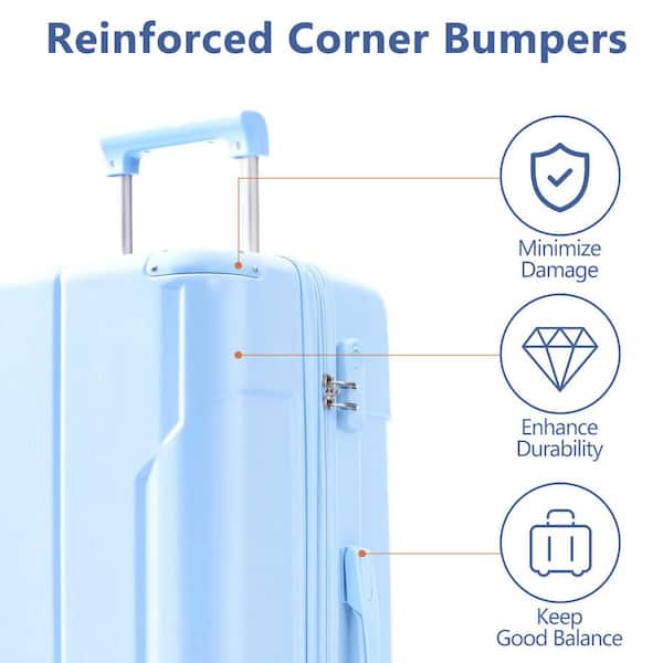 Merax Lightweight 3-Piece Sky Blue ABS Hardshell Spinner Luggage