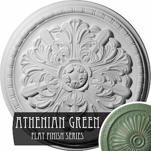 17-1/8" x 1-1/2" Washington Urethane Ceiling Medallion (Fits Canopies upto 2-7/8"), Hand-Painted Athenian Green