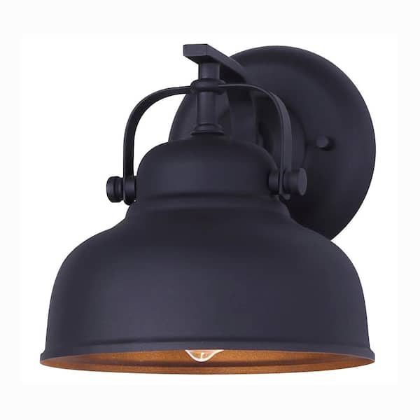 CANARM Louis Black Outdoor Hardwired Wall Sconce with Bulb Included
