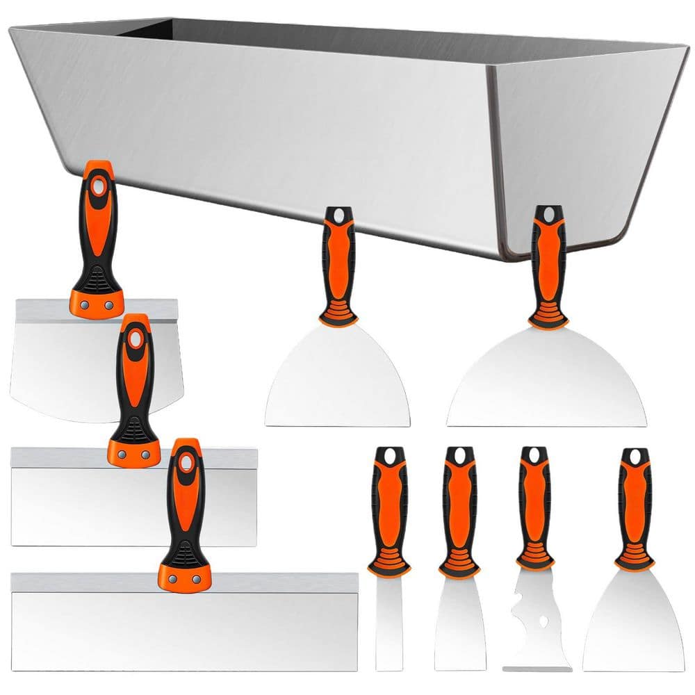 10 Piece Stainless Steel Drywall Tools Include Putty Knife Set Taping Knives Painter Scraper Mud Pan Scoop Spackle Tool price history on PriceWatchPro