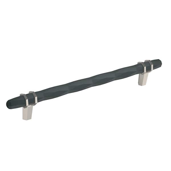 Amerock London 8 in. (203mm) Modern Black Bronze/Satin Nickel Bar Cabinet Pull