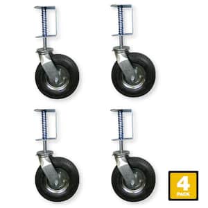8 in. Black Rubber and Steel Pneumatic Swivel Gate Caster with Spring-Loaded Bracket and 200 lbs. Load Rating (4-Pack)