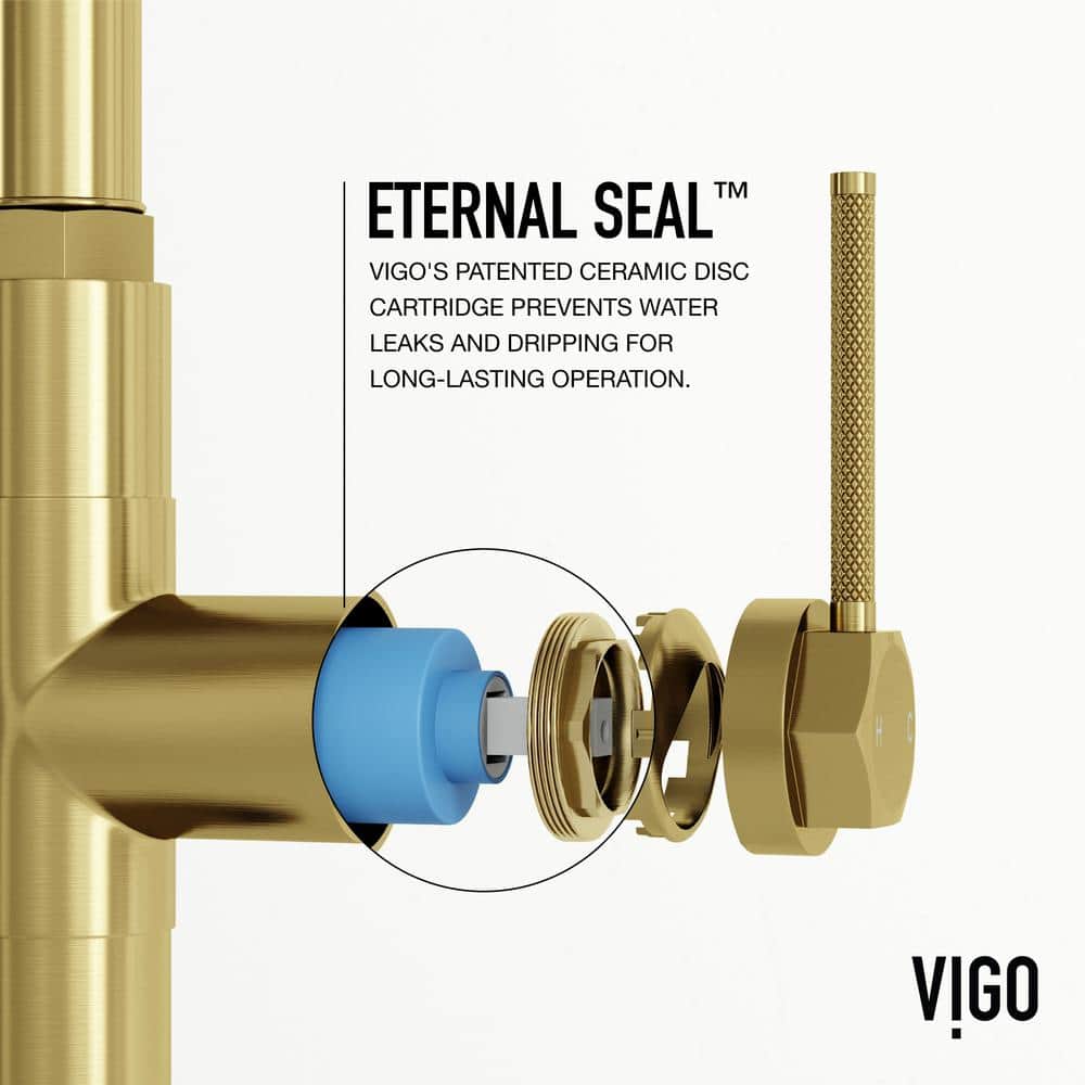 Matte Brushed Gold 18" Stainless Steel Pull-Down Kitchen Faucet with Soap Dispenser