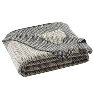 Dania 50 in. x 60 in. Dark Gray/Natural/Silver Knit Throw Blanket