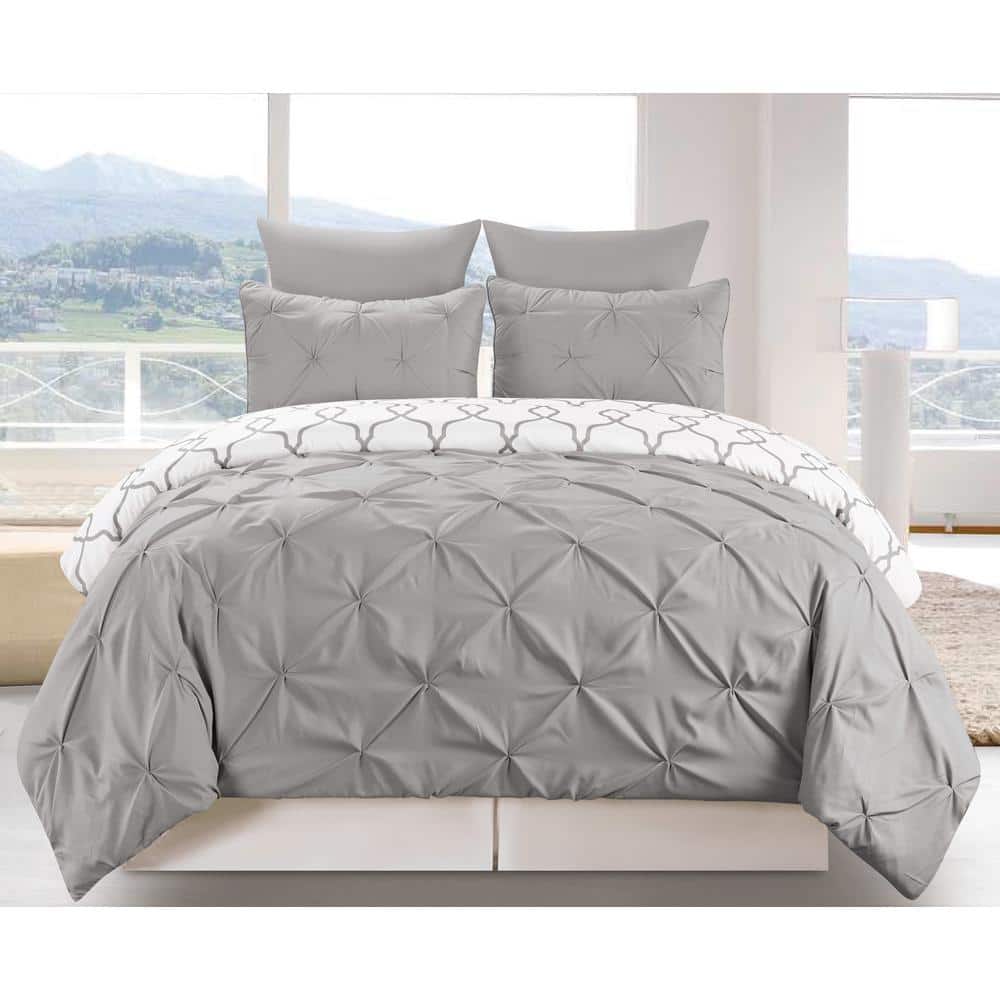 Esy Reversible 3-Piece Duvet King Set in Grey