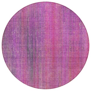 Chantille ACN552 Lilac 8 ft. x 8 ft. Round Machine Washable Indoor/Outdoor Geometric Area Rug