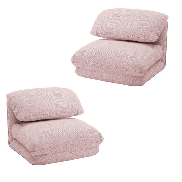 Art Leon COZY Pink Polyester Fabric 5-position Convertible Flip Loung Sleeper Chairs (Set of 2)