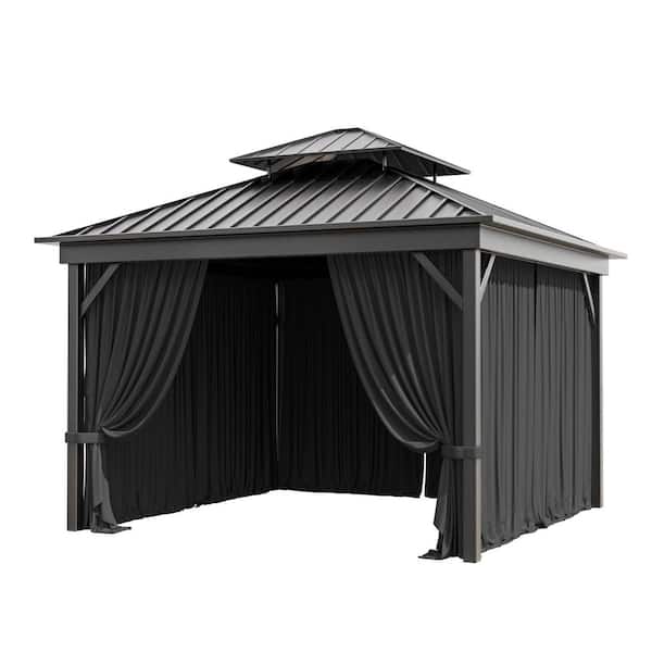 10'x10' Gazebo Curtains Outdoor Waterproof, Khaki Universal Replacement Curtain