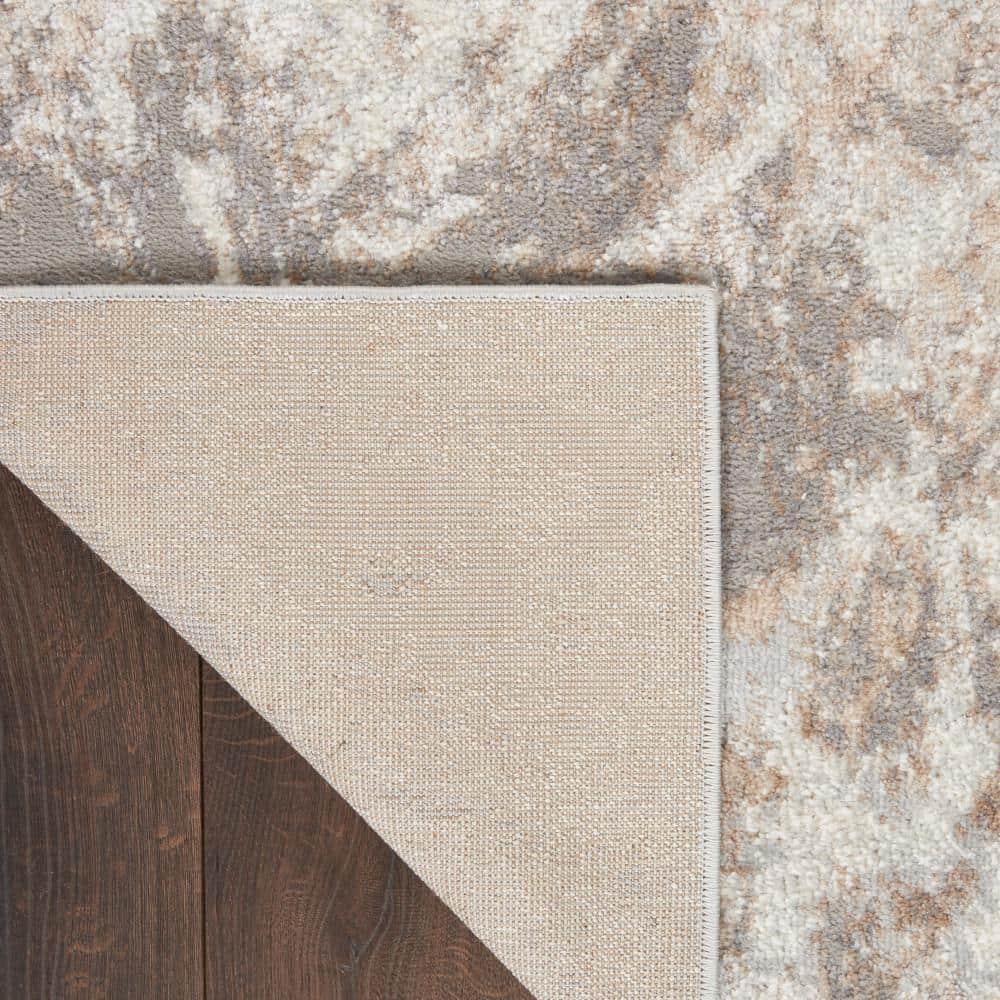 Elation Ivory Gray Abstract Rectangular Area Rug 5'3" x 7'3"