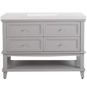 Teasian 49 in. W x 22 in. D x 37 in. H Single Sink  Bath Vanity in Sterling Gray with White Cultured Marble Top