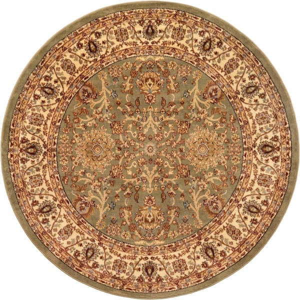 Unique Loom Voyage St. Florence Light Green 6' 0 x 6' 0 Round Rug