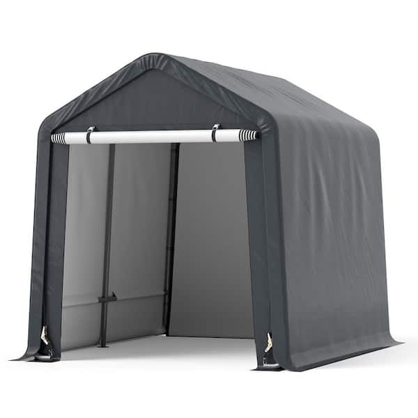 6.5 ft. W x 8 ft. D x 7 ft. H Gray Portable Motorcycle Outdoor Storage Shelter Carport