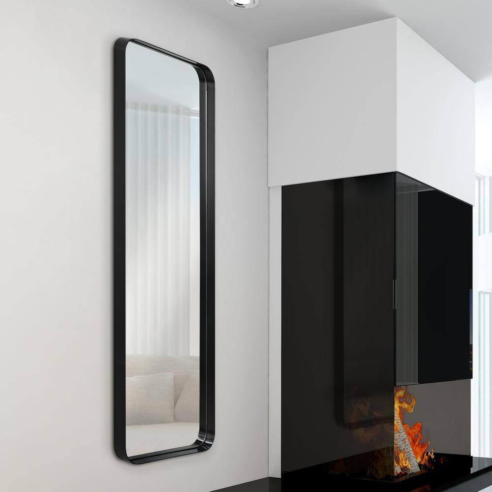 Sleek Rectangular 48" Silver Brushed Stainless Steel Wall Mirror