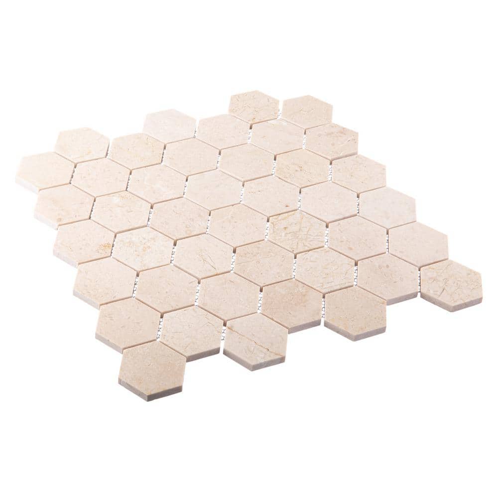 Latte Hexagon Marble Honeycomb Mosaic Tile Sheet