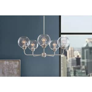 Jill 5-Light Brushed Nickel Chandelier with Clear Seeded Glass Shade