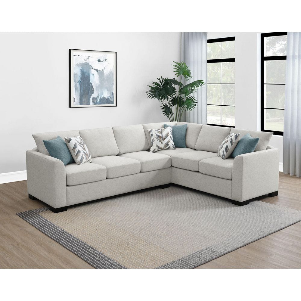 Coaster Ashford 111 in. Greige Chenille Fabric Upholstered Sofa