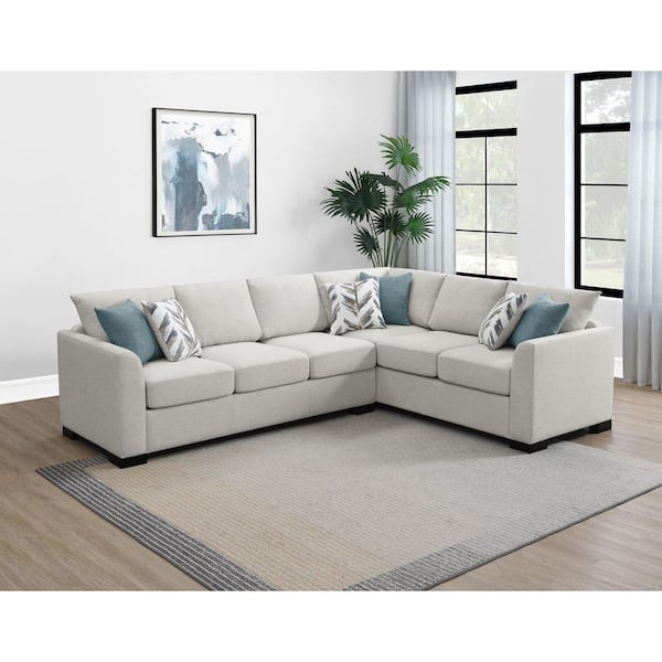 Ashford 111 in. Greige Chenille Fabric Upholstered Sofa Bed Queen Size