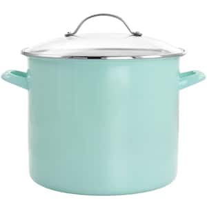 12 qt. Enamel On Steel Stock Pot with Glass Lid in Martha Blue