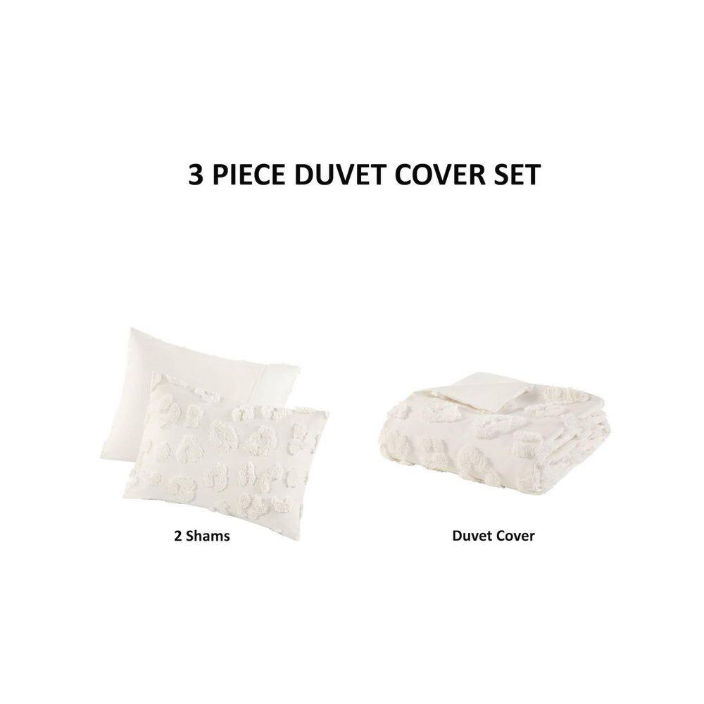 Off-White Chenille Twin/Twin XL Duvet Cover Set