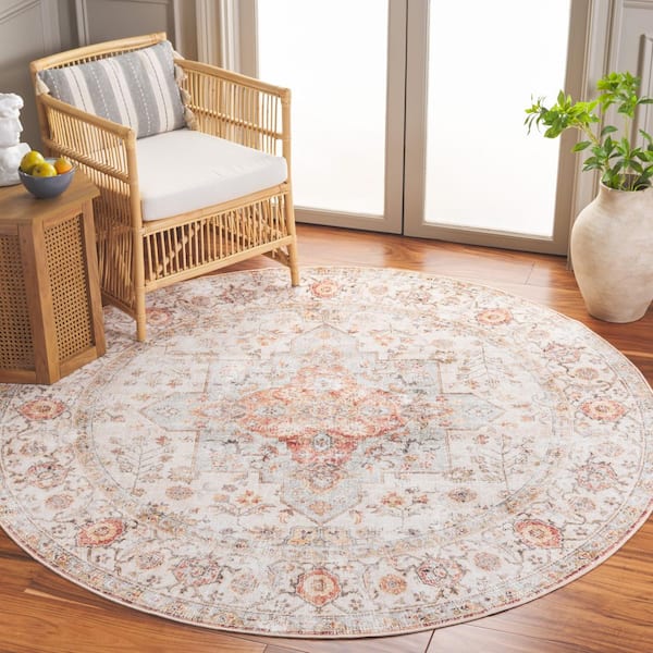 Arizona 6 ft. x 6 ft. Beige/Rust Oriental Round Rug