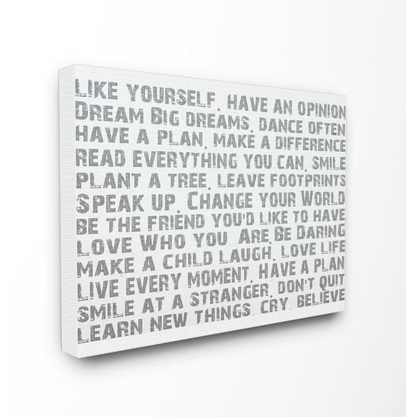 Stupell Industries 16 in. x 20 in. "Like Yourself Inspirational Typography" by Andrea James Printed Canvas Wall Art
