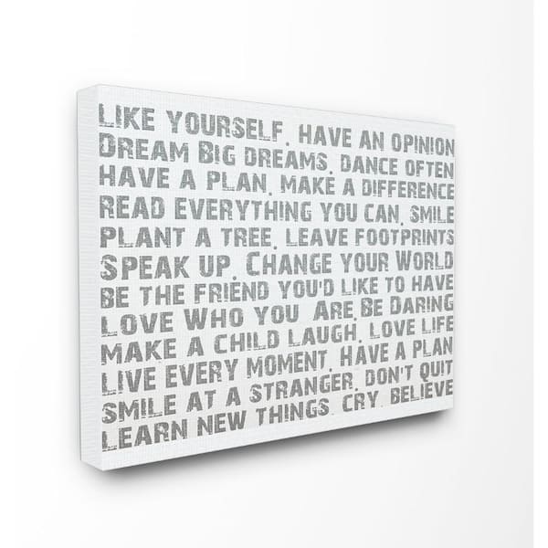 Stupell Industries 24 in. x 30 in. "Like Yourself Inspirational Typography" by Andrea James Printed Canvas Wall Art