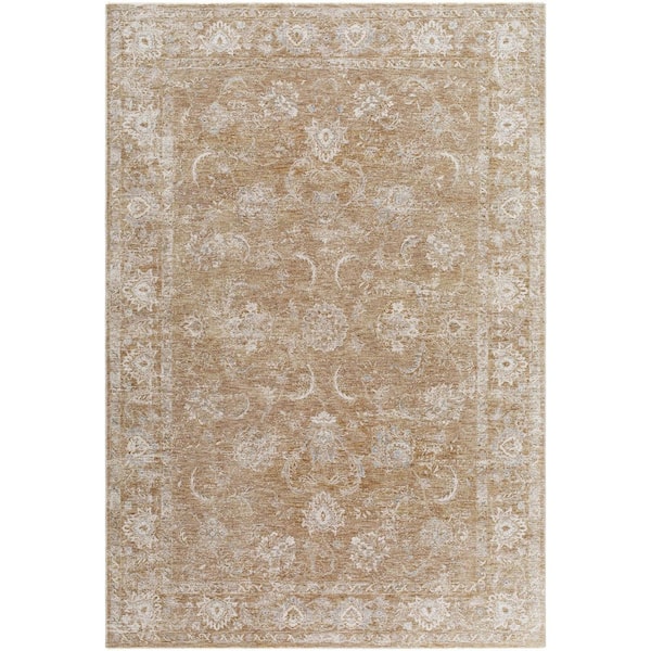 Da Vinci Light Brown Traditional Border 9 ft. x 12 ft. 2 in. Area Rug