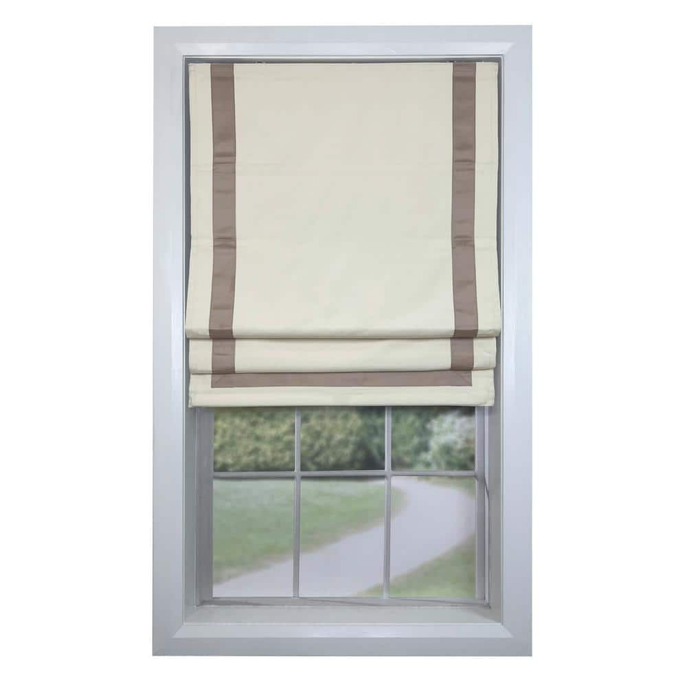 Versailles Home Fashions Taupe Cordless Blackout Polyester Roman Shades - 30 in. W x 63 in. L