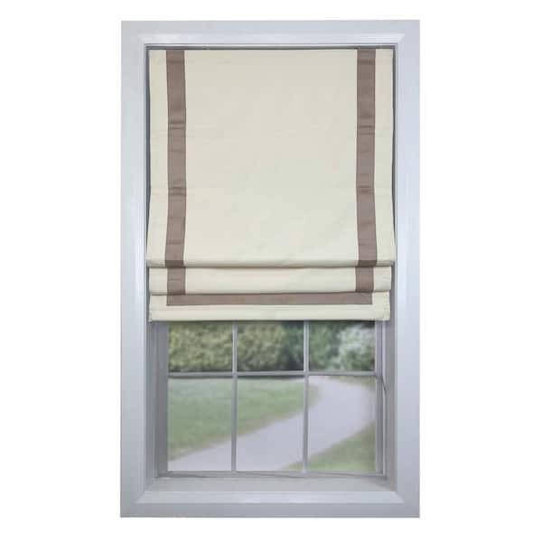 Versailles Home Fashions Taupe Cordless Blackout Polyester Roman Shades - 36 in. W x 63 in. L
