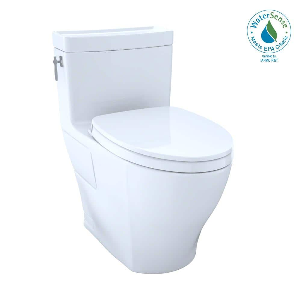 TOTO Aimes 12 in. Rough In One-Piece 1.28 GPF Single Flush Elongated ...