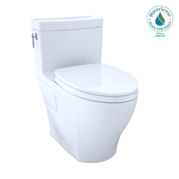 TOTO Aimes 1-piece 1.28 GPF Single Flush Elongated ADA Comfort Height Toilet in Cotton White, SoftClose Seat Included