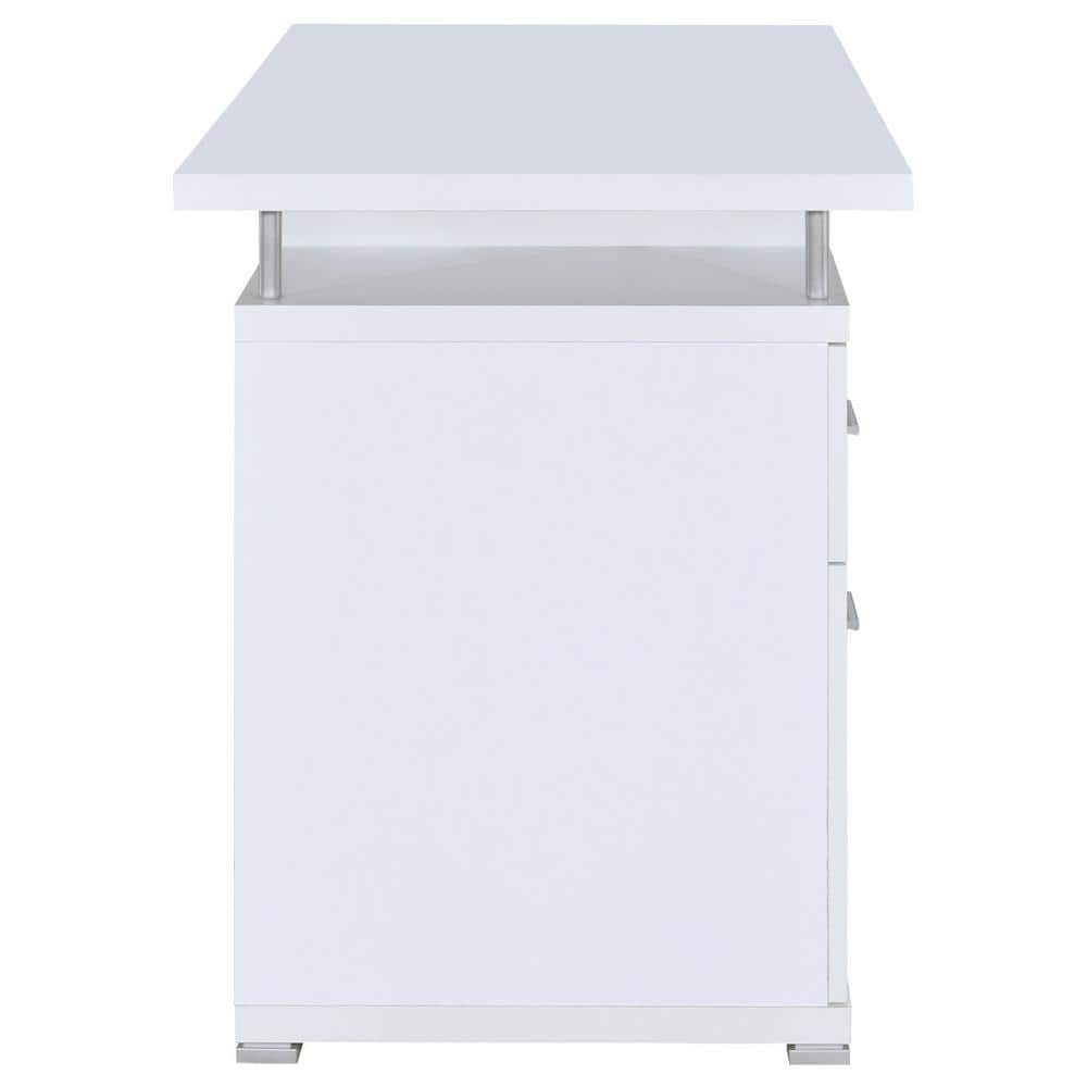 Contemporary White Home Office Desk with Sleek Storage