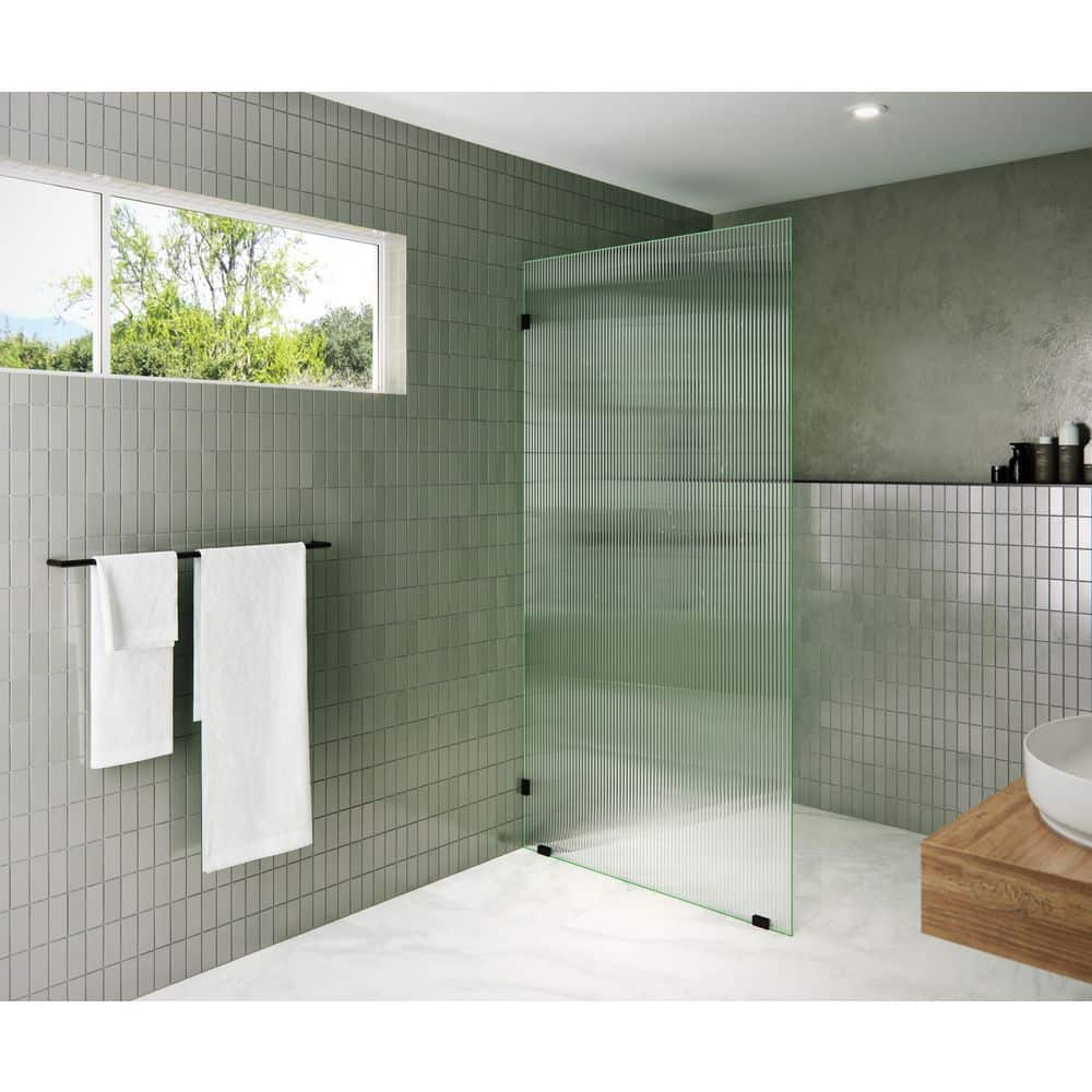 40 in. W x 78 in. H Fixed Frameless Single Panel Shower Door with Fluted Tempered Glass Without Handle price history on PriceWatchPro