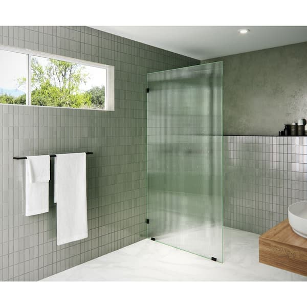 40 in. W x 78 in. H Fixed Frameless Single Panel Shower Door with Fluted Tempered Glass Without Handle