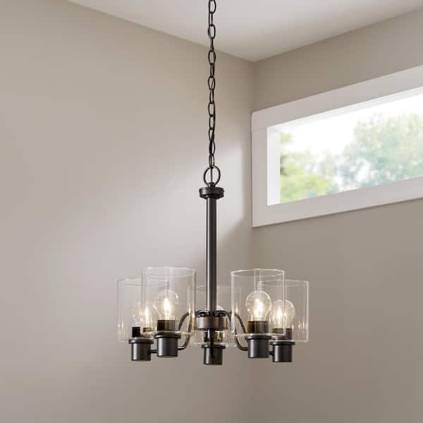 Hampton Bay Castleford 5-Light Oil Rubbed Bronze Transitional Classic Chandelier for Dining Areas with No Bulbs Included
